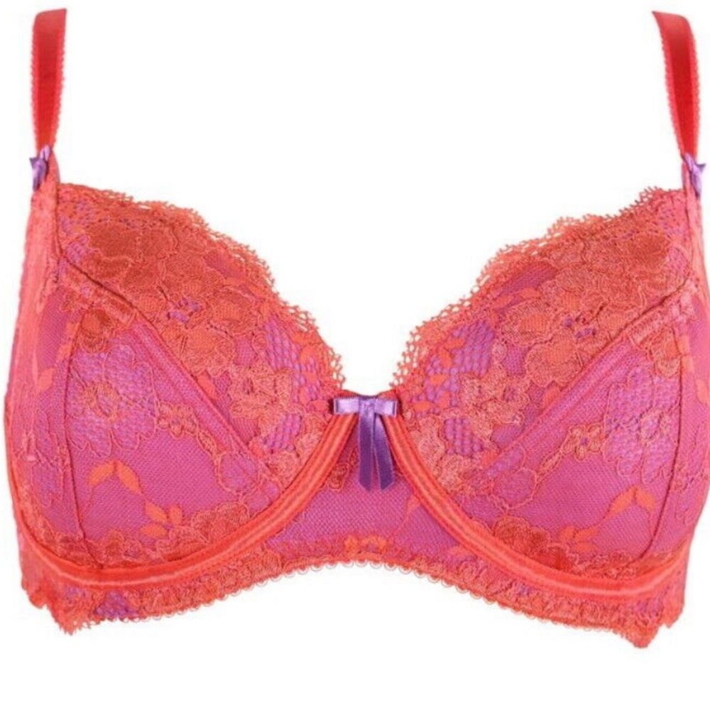 Pour Moi Amour non padded bra Orange/ultraviolet new with tags - Picture 2 of 9